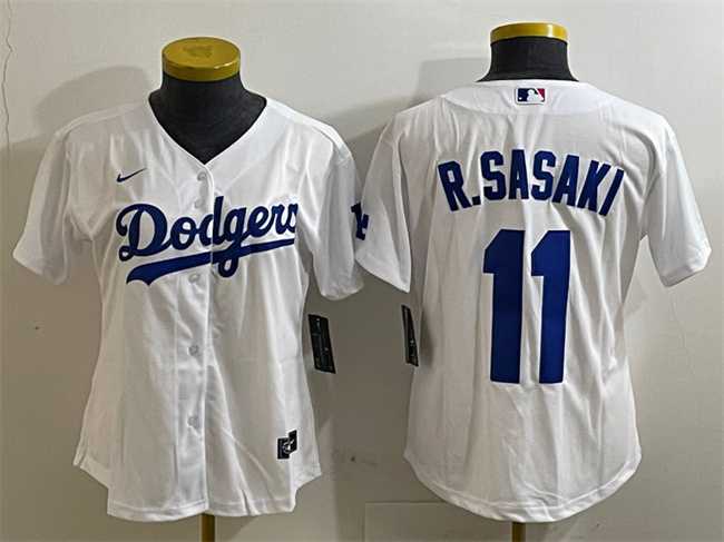 Women%27s Los Angeles Dodgers #11 Roki Sasaki White Cool Base Stitched Jersey->mlb womens jerseys->MLB Jersey